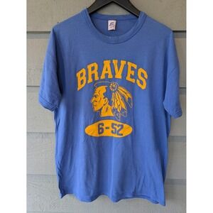 VTG Braves Russell Athletic Shirt Mens Large Blue Graphic Sports T-Shirt Tee 80s
